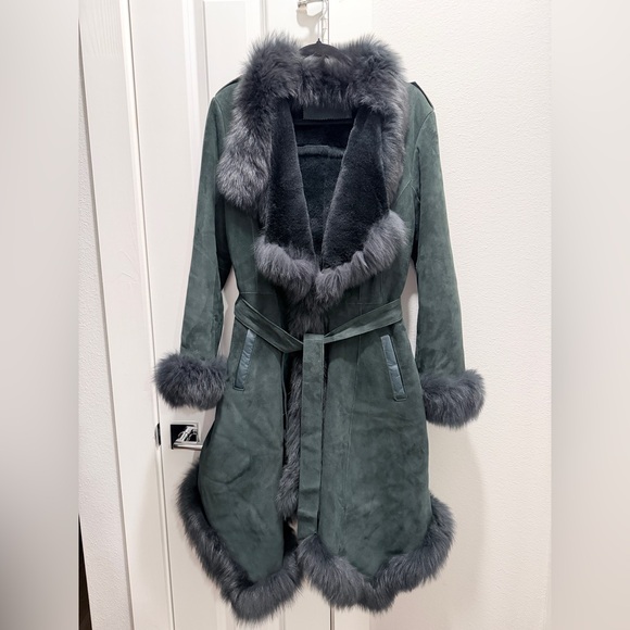 Sheepskin Shearling+ Fox fur Women's Trench Coat